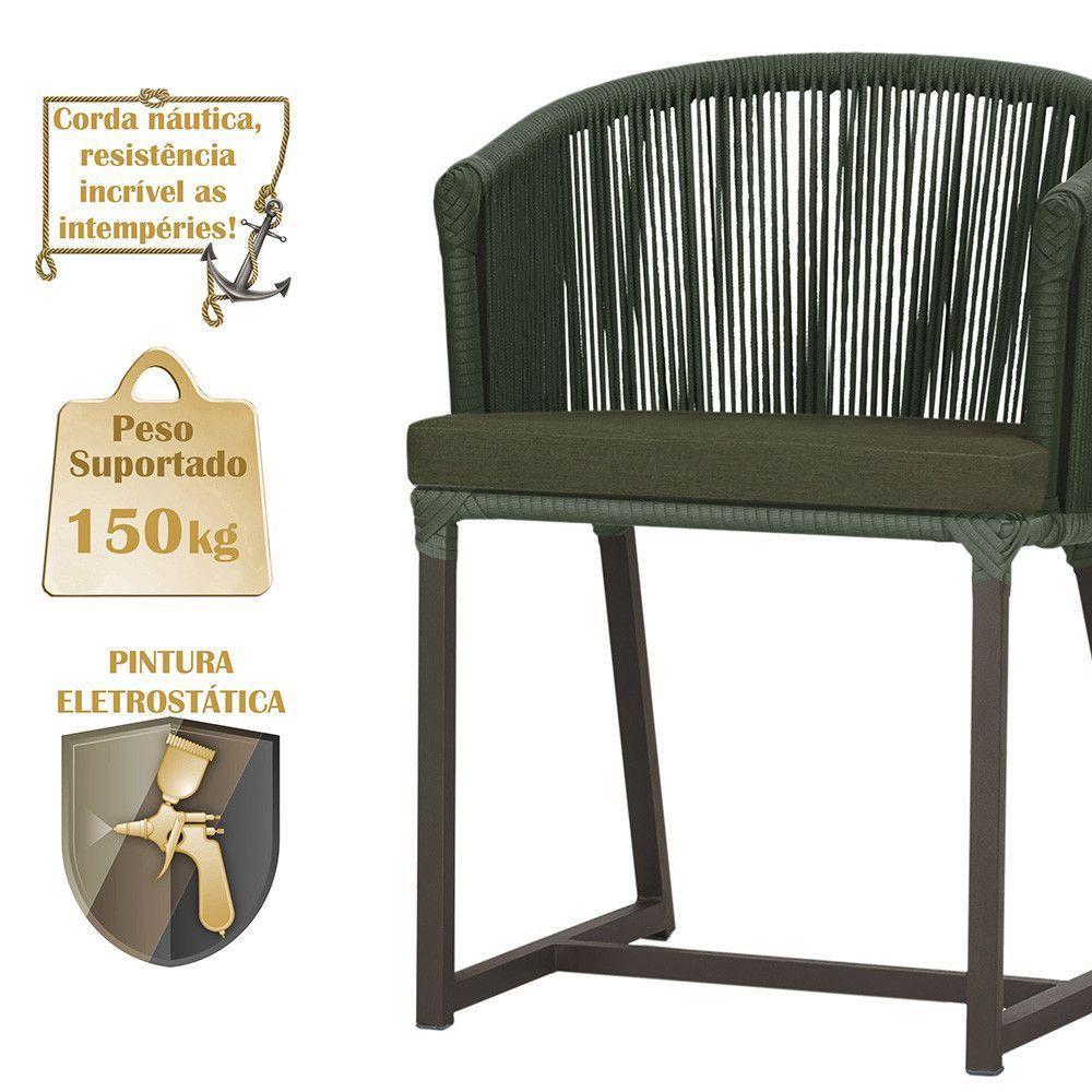Mesa E 6 Cadeiras Jantar Noronha Marrom E13 Trama Original Verde - 4