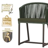 Mesa E 6 Cadeiras Jantar Noronha Marrom E13 Trama Original Verde