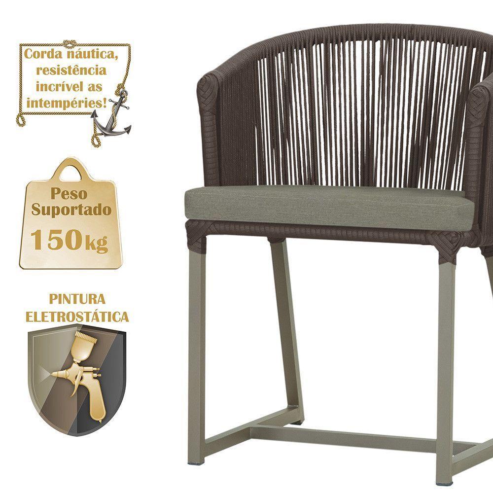 Mesa e 6 Cadeiras De Jantar Noronha Fendi E8 Trama Original Marrom - 4