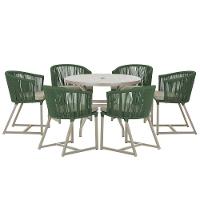 Mesa e 6 Cadeiras De Jantar Noronha Fendi E8 Trama Original Verde - 1