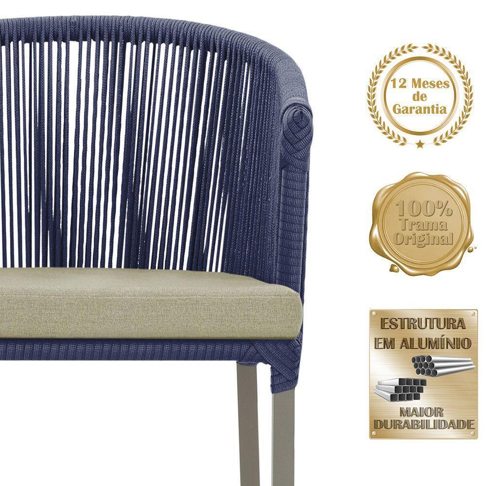 Mesa e 6 Cadeiras De Jantar Noronha Fendi E7 Trama Original Azul - 3