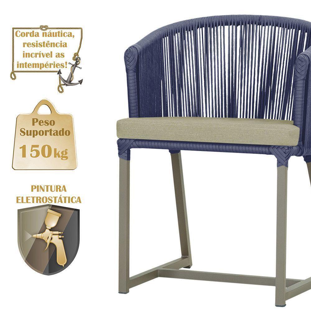 Mesa e 6 Cadeiras De Jantar Noronha Fendi E7 Trama Original Azul - 4