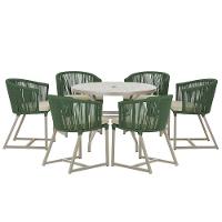 Mesa E 6 Cadeiras De Jantar Noronha Fendi E7 Trama Original Verde - 1