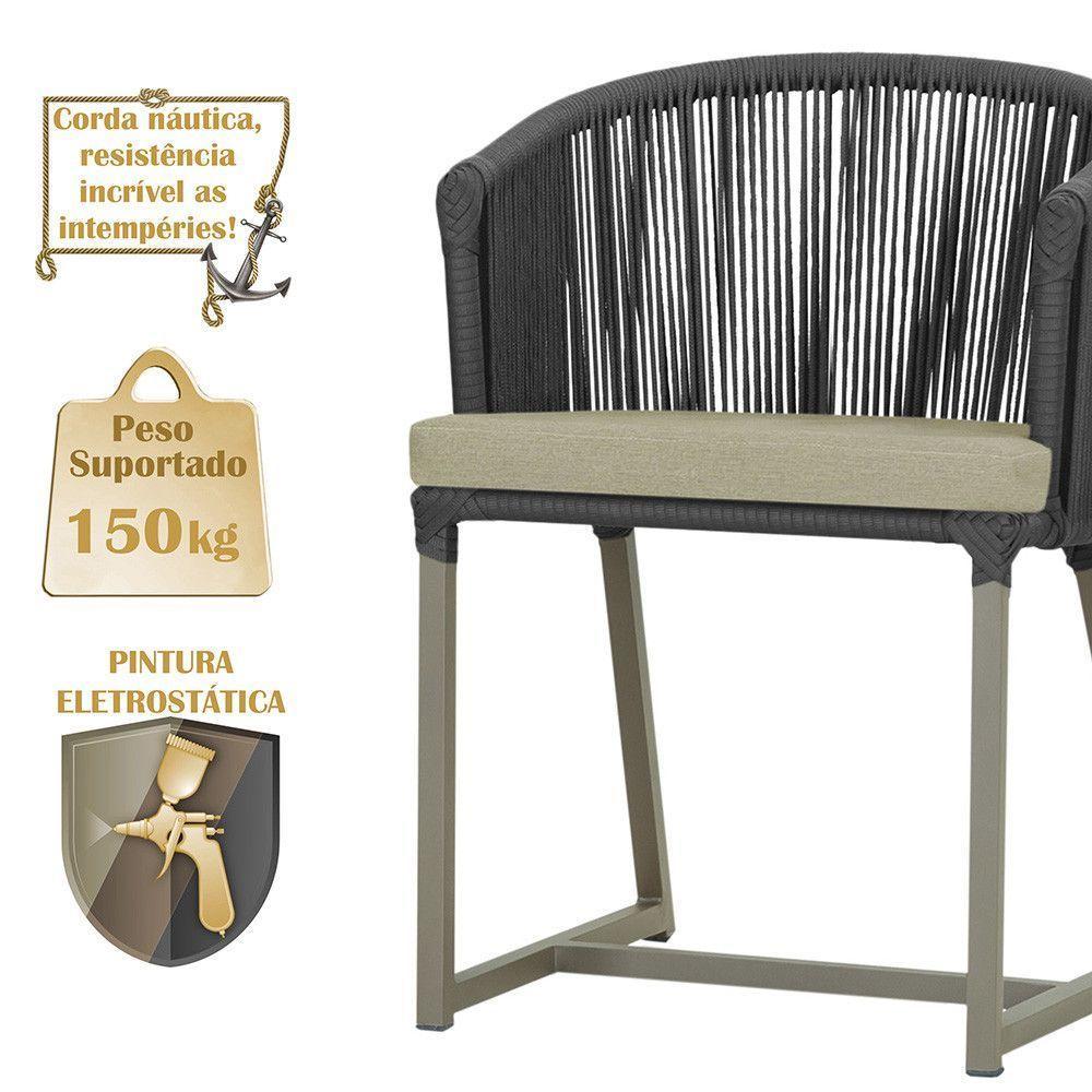 Mesa E 6 Cadeiras De Jantar Noronha Fendi E7 Trama Original Preto - 4