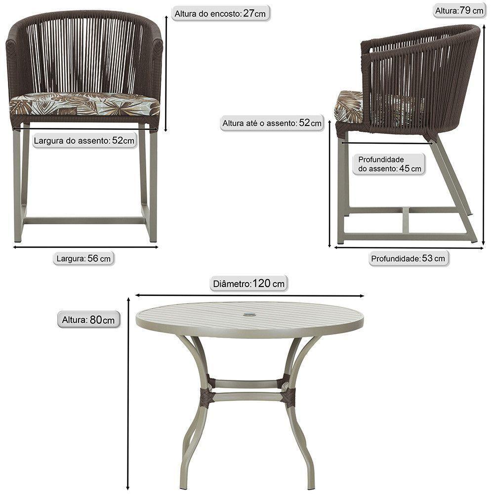 Mesa e 6 Cadeiras De Jantar Noronha Fendi E6 Trama Original Marrom - 2