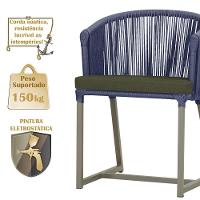 Mesa E 6 Cadeiras De Jantar Noronha Fendi E13 Trama Original Azul - 3