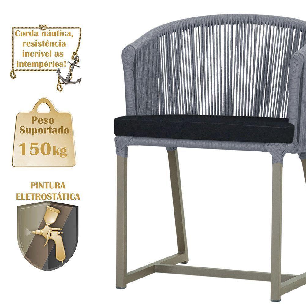 Mesa e 6 Cadeiras De Jantar Noronha Fendi e12 Trama Original Prata - 4