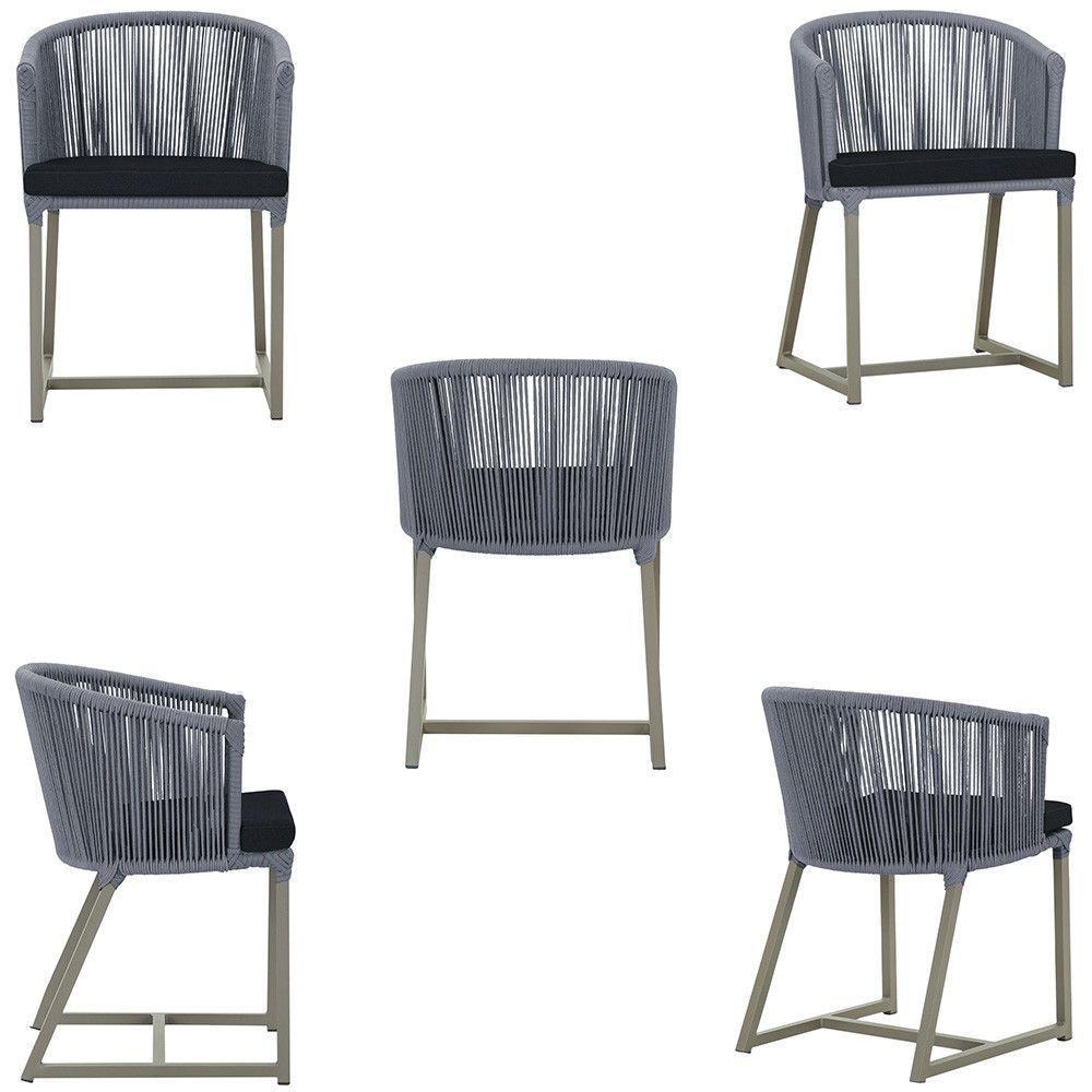 Mesa e 6 Cadeiras De Jantar Noronha Fendi e12 Trama Original Prata - 5