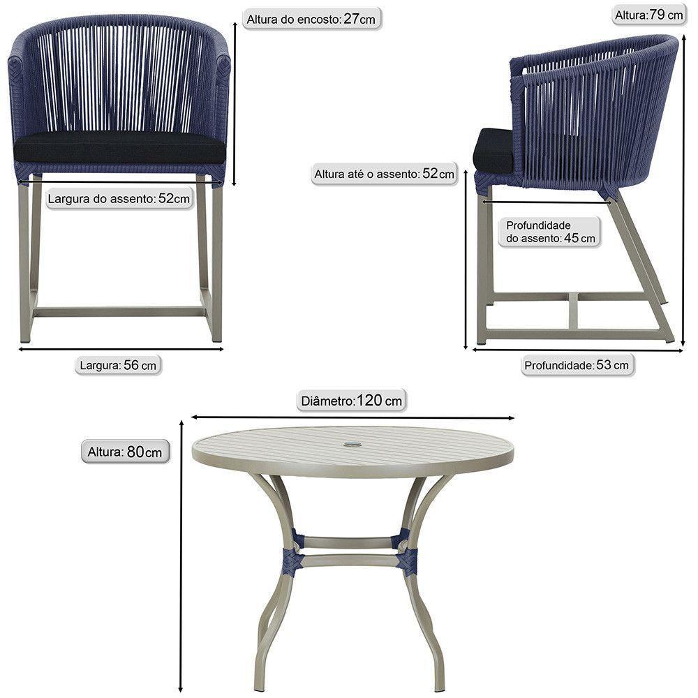 Mesa E 6 Cadeiras De Jantar Noronha Fendi E12 Trama Original Azul - 2