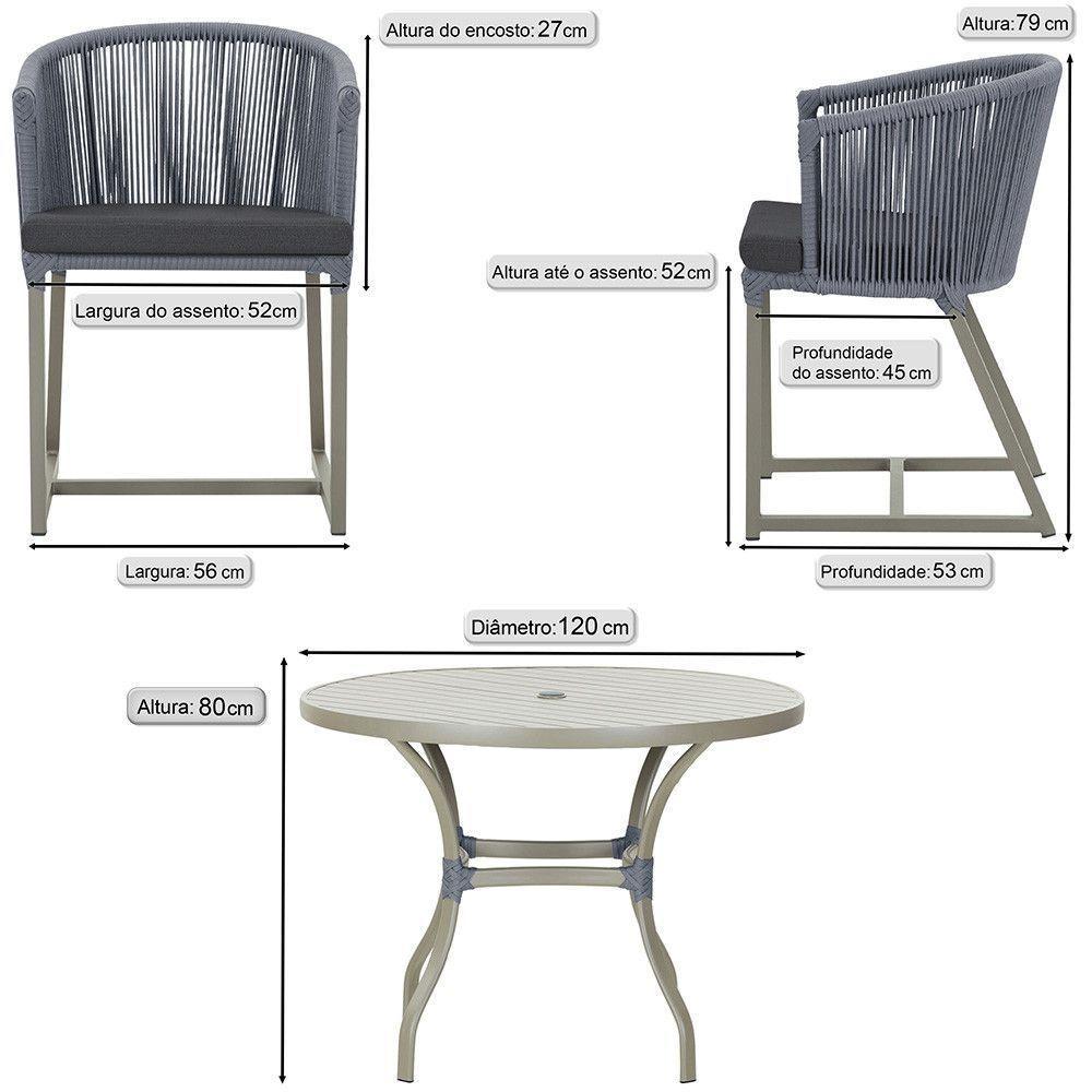 Mesa E 6 Cadeiras De Jantar Noronha Fendi E11 Trama Original Prata - 2