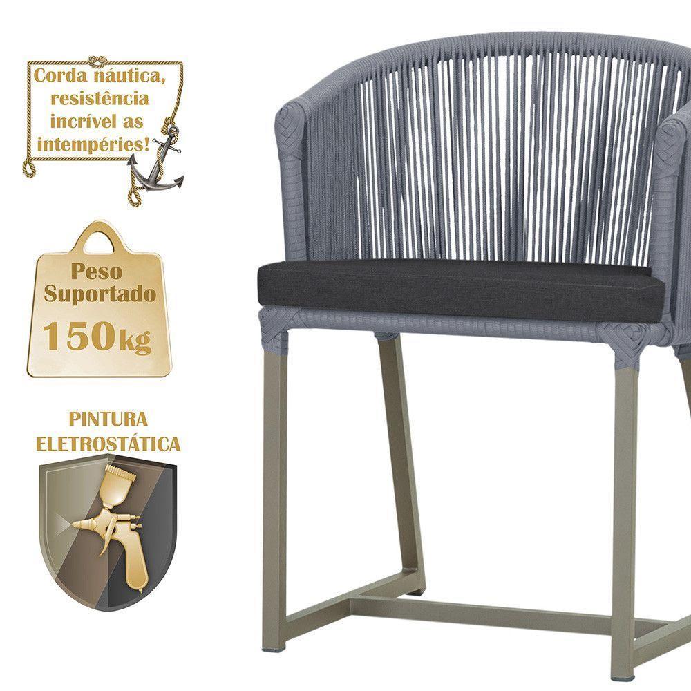 Mesa E 6 Cadeiras De Jantar Noronha Fendi E11 Trama Original Prata - 4