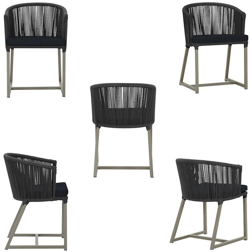 Mesa E 6 Cadeiras De Jantar Noronha Fendi E12 Trama Original Preto - 5