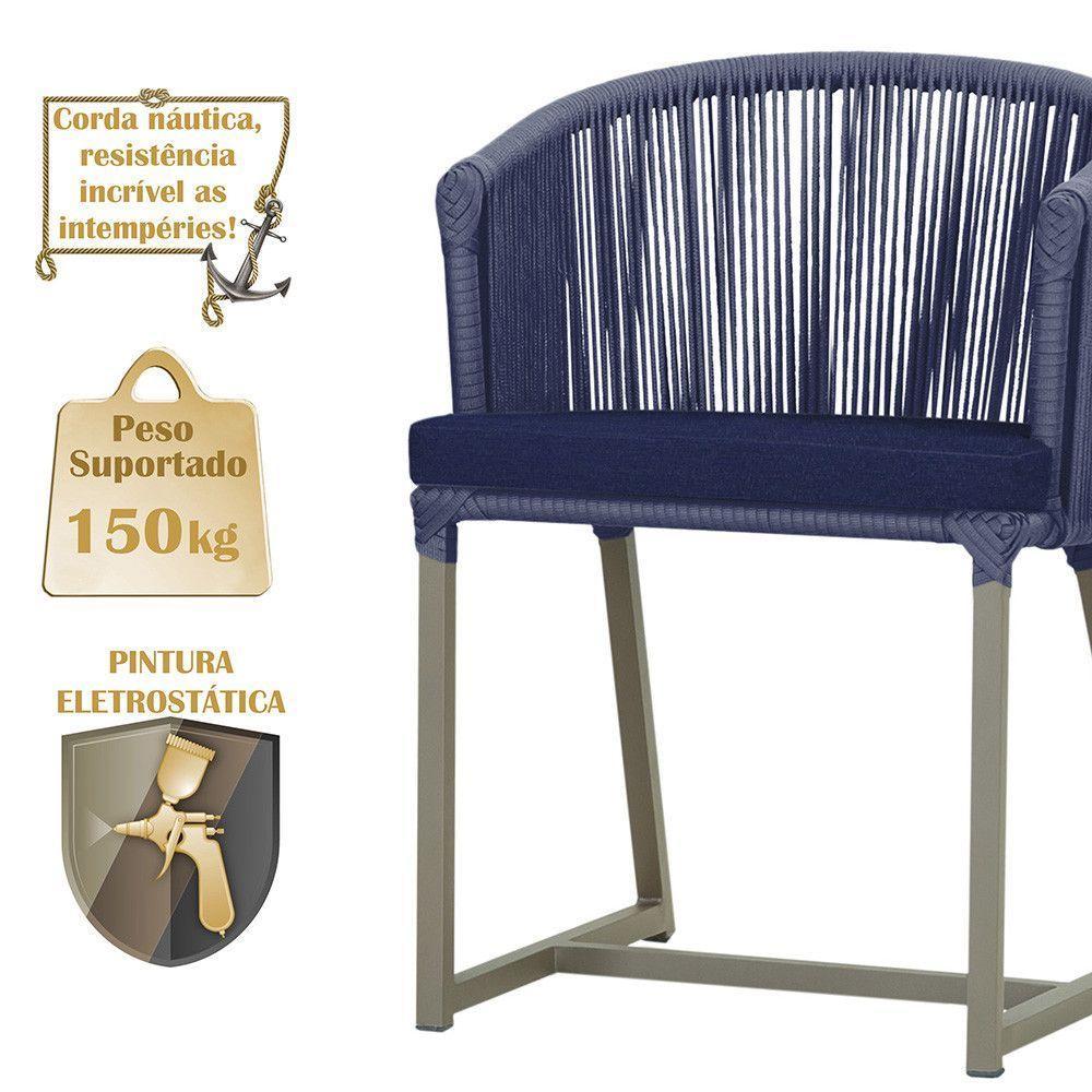 Mesa E 6 Cadeiras De Jantar Noronha Fendi E10 Trama Original Azul - 4