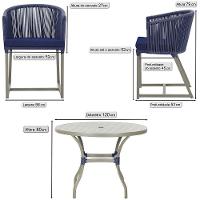 Mesa E 6 Cadeiras De Jantar Noronha Fendi E10 Trama Original Azul - 2