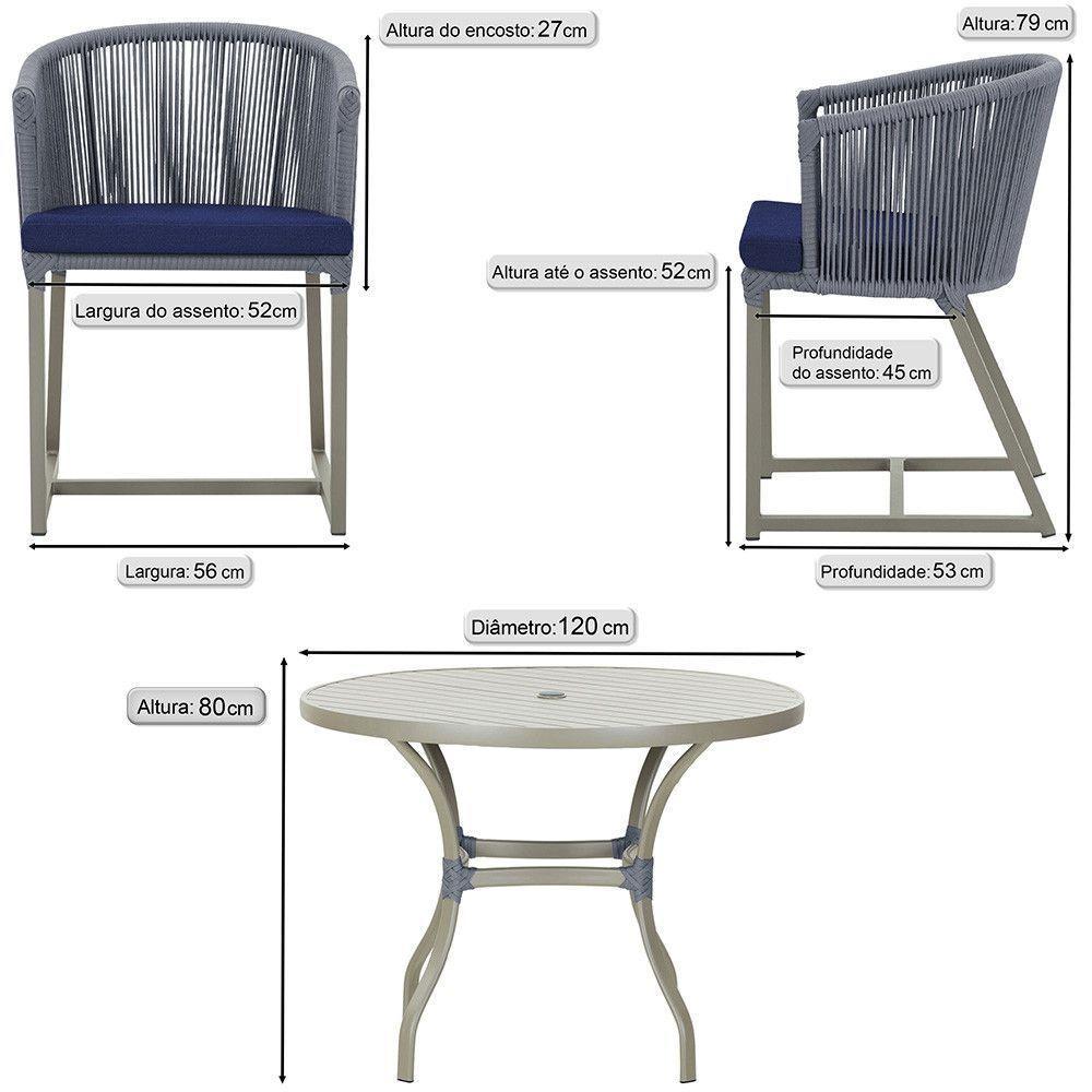 Mesa e 6 Cadeiras De Jantar Noronha Fendi E10 Trama Original Prata - 2