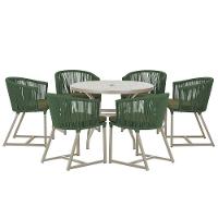 Mesa e 6 Cadeiras De Jantar Noronha Fendi E13 Trama Original Verde - 1