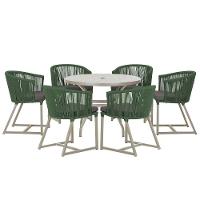 Mesa e 6 Cadeiras De Jantar Noronha Fendi E11 Trama Original Verde - 1