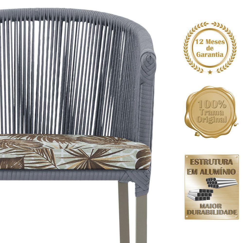 Mesa E 6 Cadeiras De Jantar Noronha Fendi E6 Trama Original Prata - 2