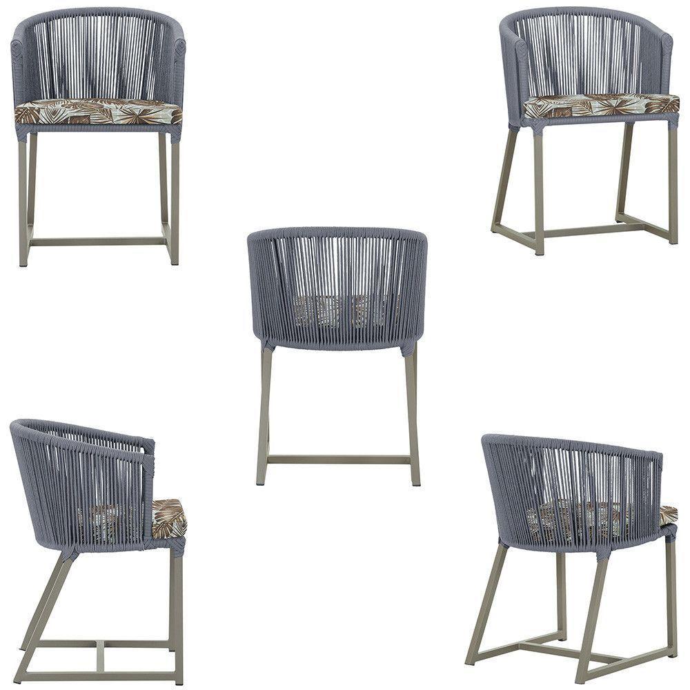 Mesa E 6 Cadeiras De Jantar Noronha Fendi E6 Trama Original Prata - 4