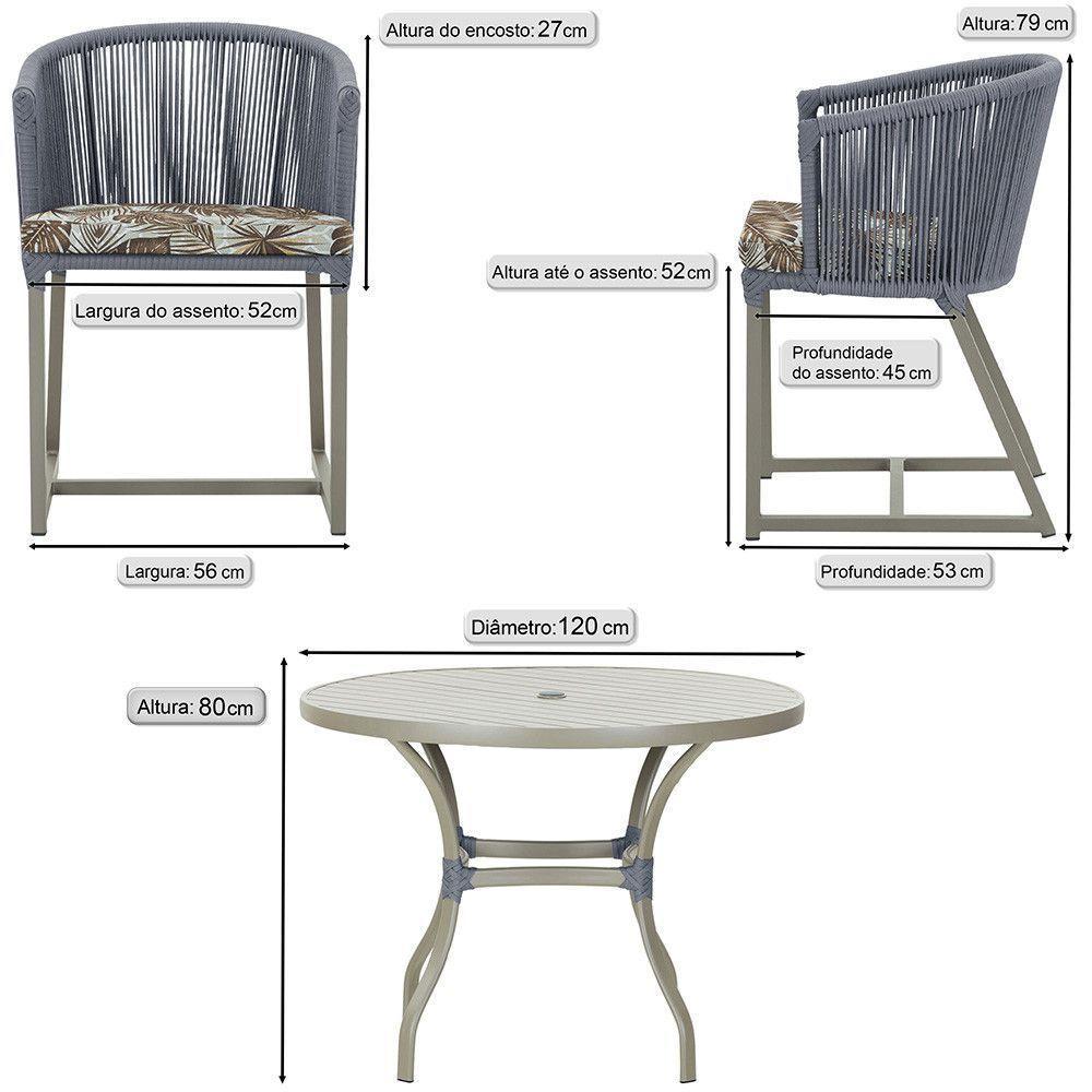 Mesa E 6 Cadeiras De Jantar Noronha Fendi E6 Trama Original Prata - 6