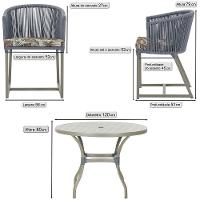 Mesa E 6 Cadeiras De Jantar Noronha Fendi E6 Trama Original Prata - 6