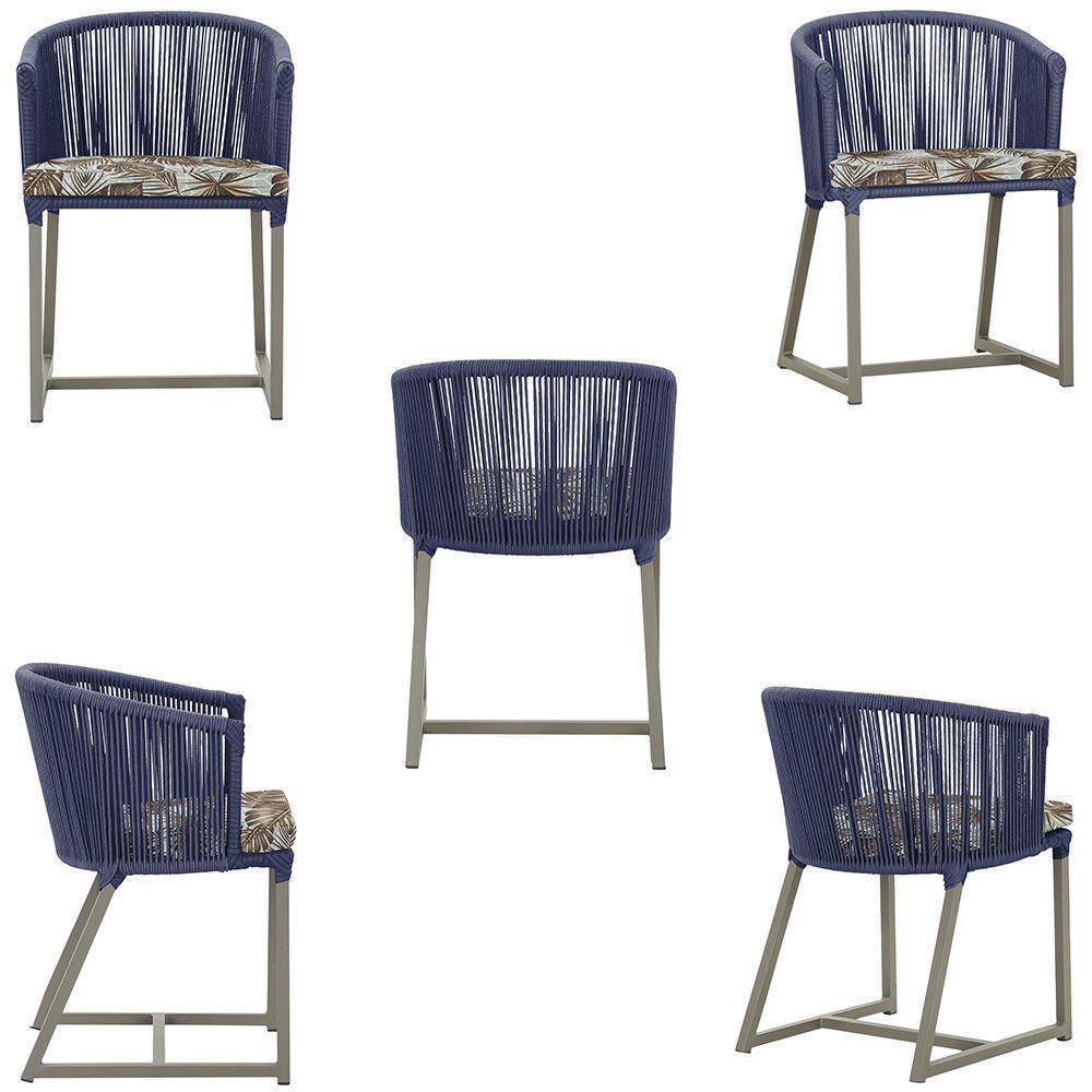 Mesa e 6 Cadeiras De Jantar Noronha Fendi E6 Trama Original Azul - 5