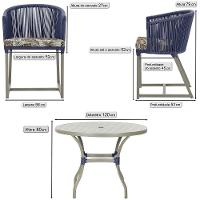 Mesa e 6 Cadeiras De Jantar Noronha Fendi E6 Trama Original Azul - 2