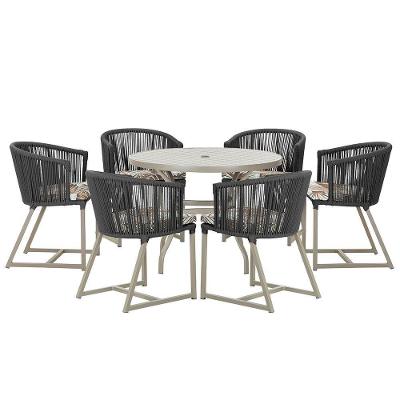 Mesa e 6 Cadeiras De Jantar Noronha Fendi E6 Trama Original Preto