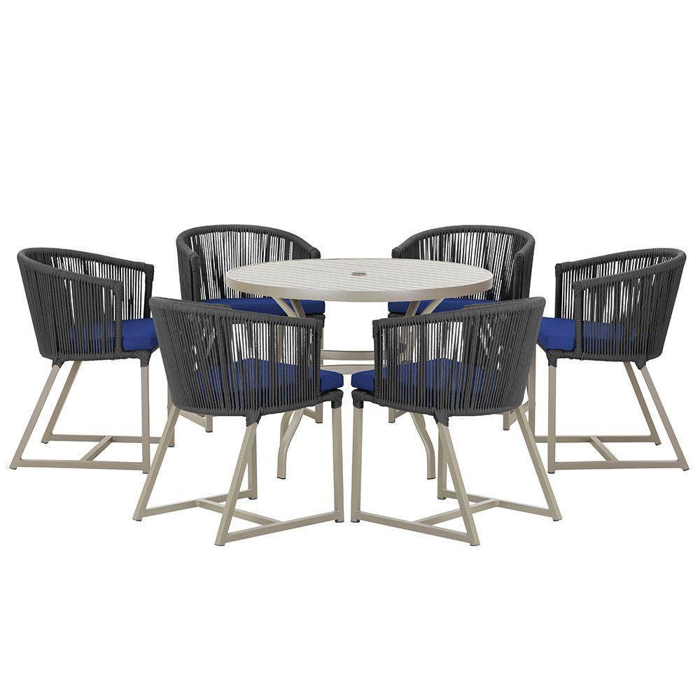 Mesa e 6 Cadeiras De Jantar Noronha Fendi E10 Trama Original Preto - 1