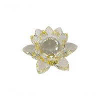 Enfeite Decoração De Cristal Vidro Flor De Lotus Para Sala Quarto Cristaleira Grande 13cm Amarelo - 1