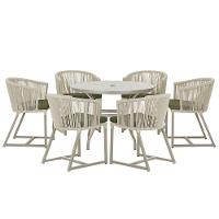 Mesa E 6 Cadeiras De Jantar Noronha Fendi E13 Trama Original Rami - 1