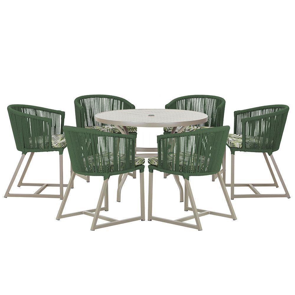 Mesa e 6 Cadeiras De Jantar Noronha Fendi E5 Trama Original Verde - 1