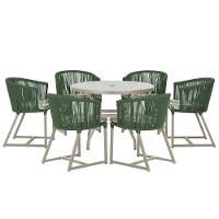 Mesa e 6 Cadeiras De Jantar Noronha Fendi E5 Trama Original Verde - 1