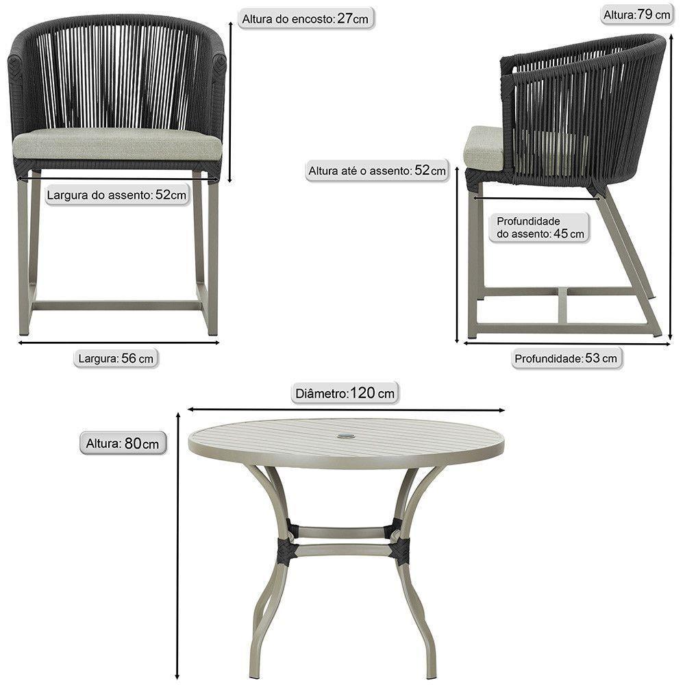 Mesa e 6 Cadeiras De Jantar Noronha Fendi E3 Trama Original Preto - 2