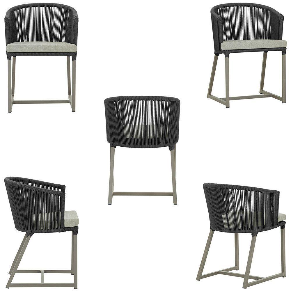 Mesa e 6 Cadeiras De Jantar Noronha Fendi E3 Trama Original Preto - 5