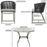 Mesa e 6 Cadeiras De Jantar Noronha Fendi E3 Trama Original Preto - 2