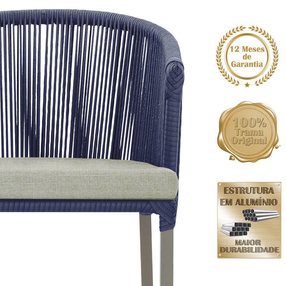 Mesa E 6 Cadeiras De Jantar Noronha Fendi E3 Trama Original Azul - 3