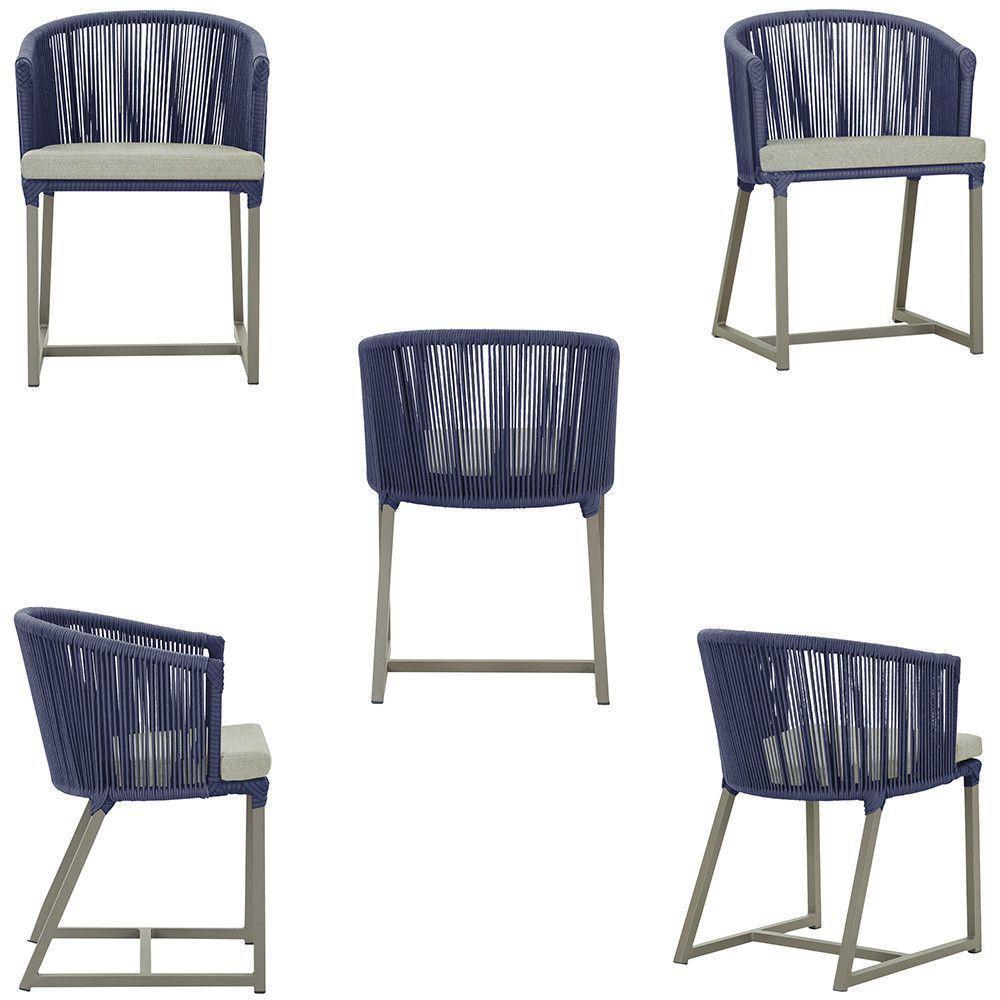 Mesa E 6 Cadeiras De Jantar Noronha Fendi E3 Trama Original Azul - 5