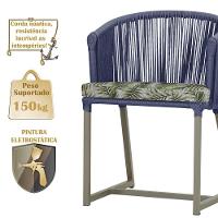 Mesa e 6 Cadeiras De Jantar Noronha Fendi E5 Trama Original Azul