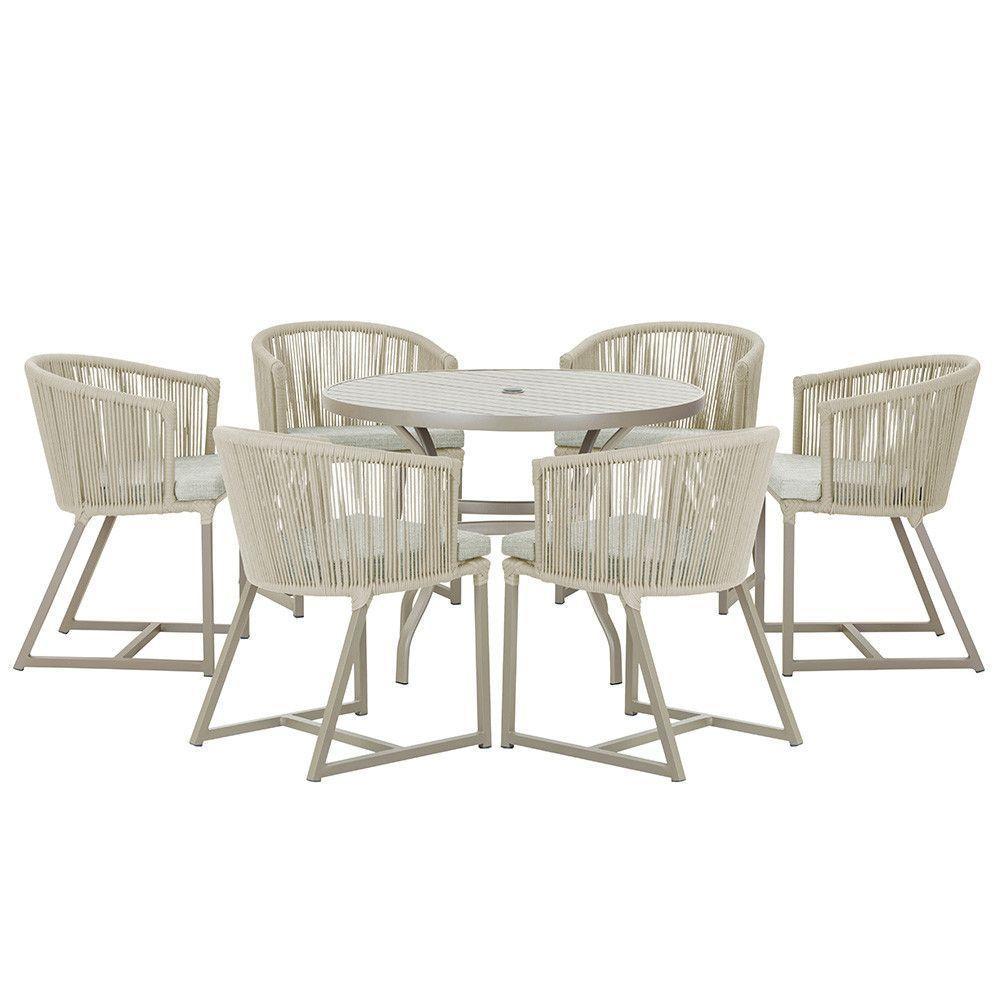 Mesa E 6 Cadeiras De Jantar Noronha Fendi E3 Trama Original Rami - 1