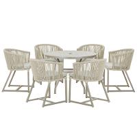 Mesa E 6 Cadeiras De Jantar Noronha Fendi E3 Trama Original Rami - 1