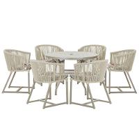 Mesa E 6 Cadeiras De Jantar Noronha Fendi E6 Trama Original Rami - 1