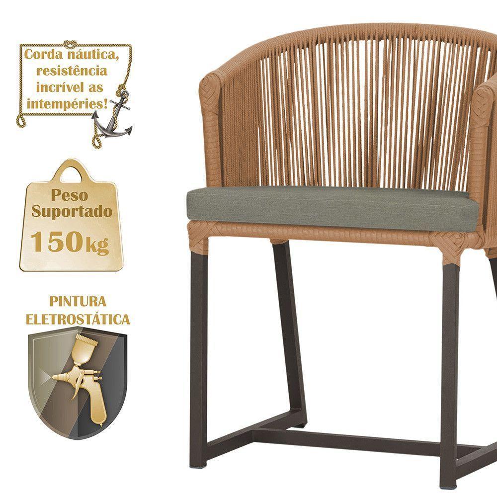 2 Cadeiras De Jantar Noronha Marrom Corda Náutica E8 Trama Terra Cota - 5