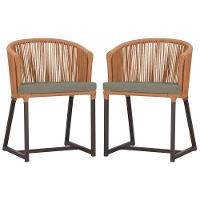 2 Cadeiras De Jantar Noronha Marrom Corda Náutica E8 Trama Terra Cota - 1