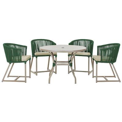 Mesa Com 4 Cadeiras E Noronha Estofado 7 Trama Original Verde