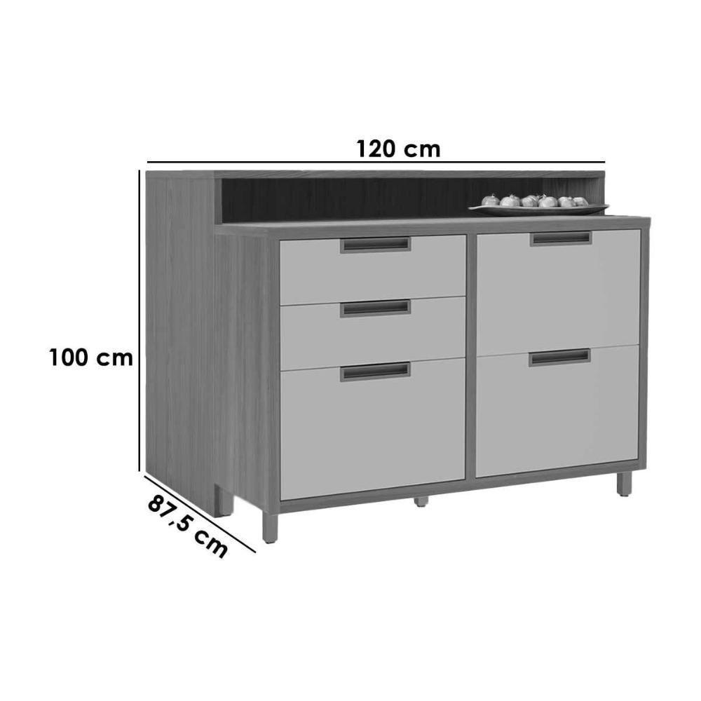 Bancada Ilha Cozinha Imperatriz Com 1 Porta E 4 Gavetas 120cm Freijó Off White - 10