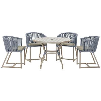 Mesa Com 4 Cadeiras E Noronha Estofado 8 Trama Original Prata