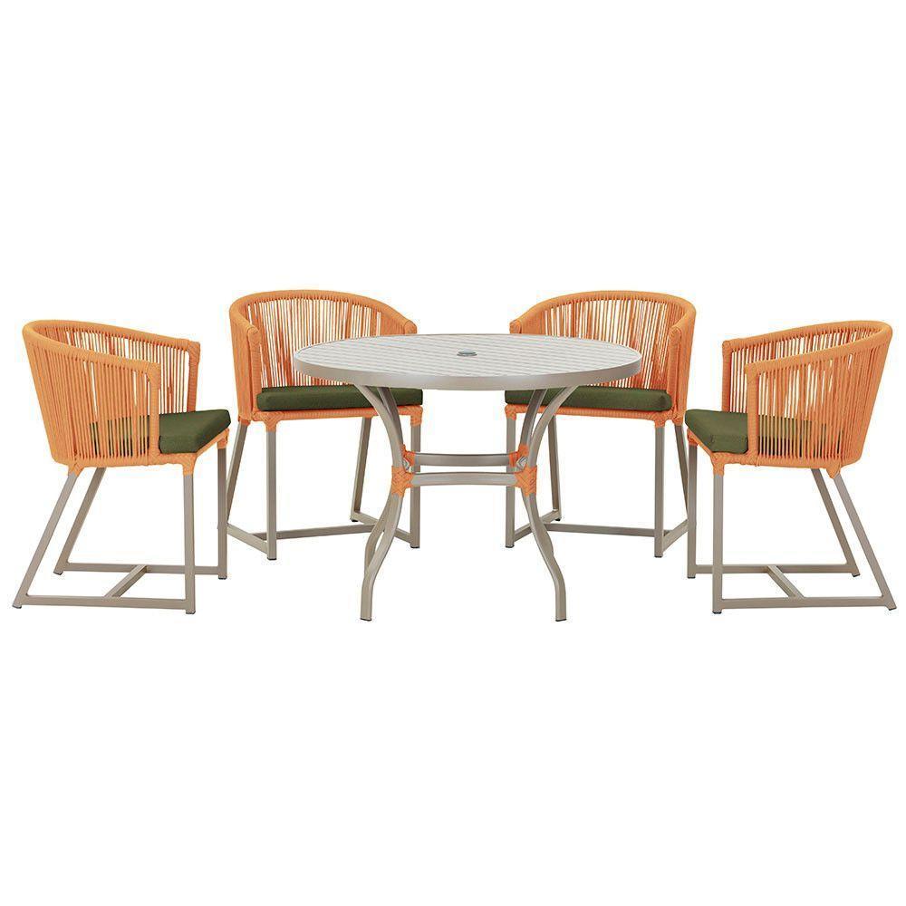 Mesa Com 4 Cadeiras E Noronha Estofado 13 Trama Original Terra Cota - 1