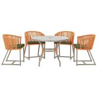 Mesa Com 4 Cadeiras E Noronha Estofado 13 Trama Original Terra Cota - 1