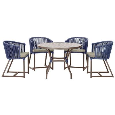 Mesa Com 4 Cadeiras E Noronha Estofado 8 Trama Original Azul